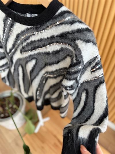 Anita Pul İşlemeli Desenli Gri Kazak