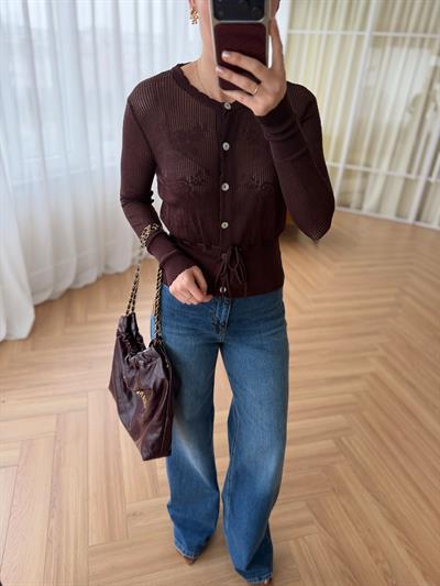 Pure Kahverengi Belden Bağlamalı Triko