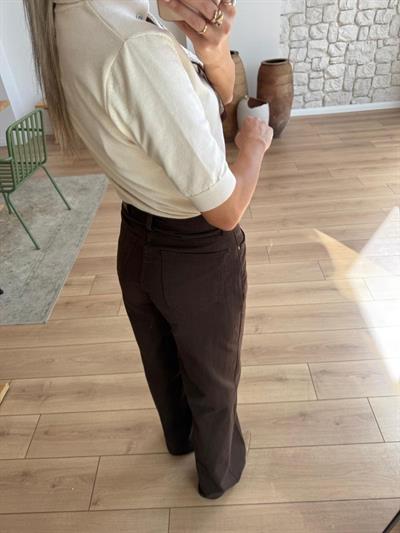 Geniş Paça Acı Kahve Jean Pantolon
