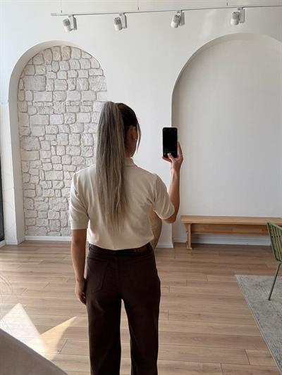 Geniş Paça Acı Kahve Jean Pantolon