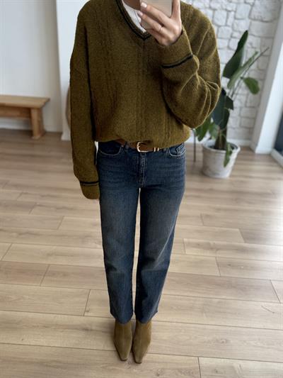 Rolly Taba Kemerli Kesik Paça Yıkamalı Jean