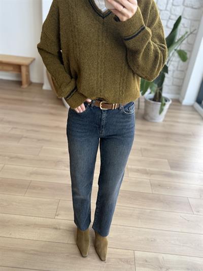 Rolly Taba Kemerli Kesik Paça Yıkamalı Jean