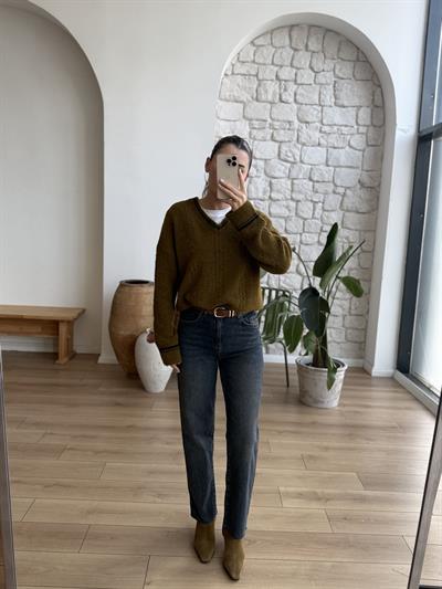 Rolly Taba Kemerli Kesik Paça Yıkamalı Jean