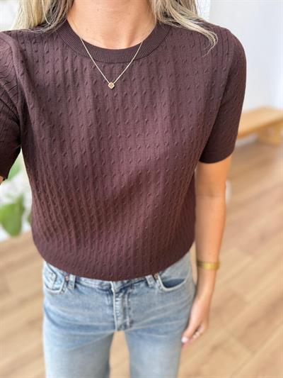 Saç Örgüsü Kahverengi Triko Bluz