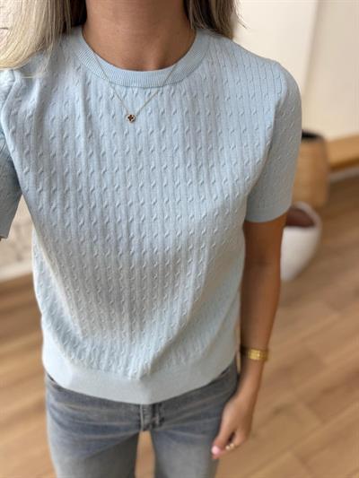 Saç Örgüsü Mavi Triko Bluz