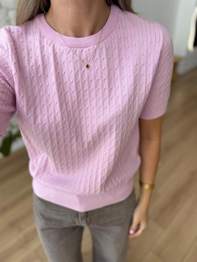 Saç Örgüsü Pembe Triko Bluz