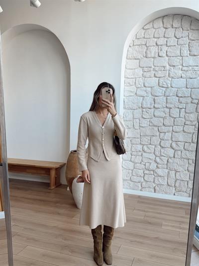 Selanik Kumaş Bej Rengi Takım