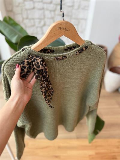 Şifon Fularlı Çağla Yeşili Kazak