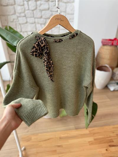 Şifon Fularlı Çağla Yeşili Kazak