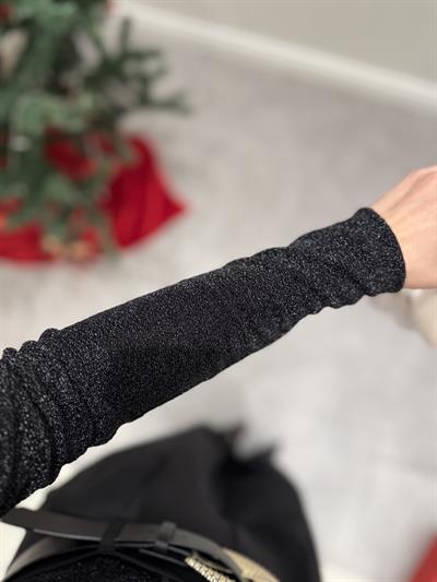 Simli Siyah Bodysuit