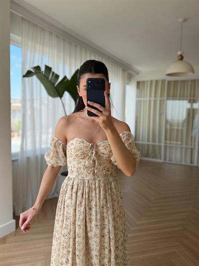 Solita Floral Desen Şifon Elbise