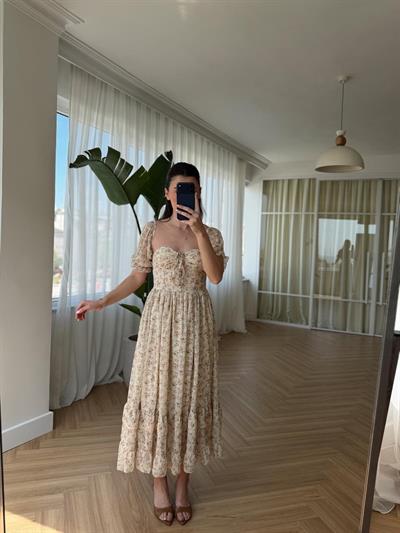 Solita Floral Desen Şifon Elbise