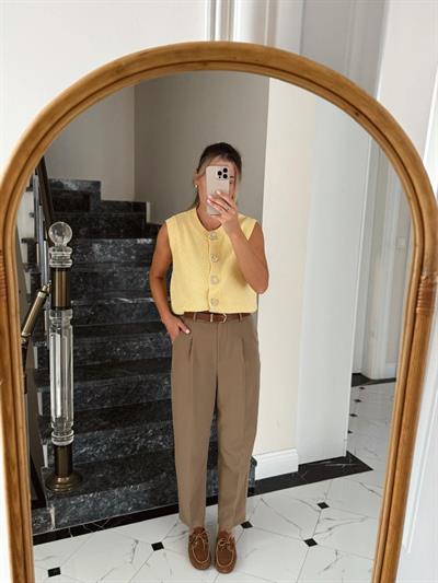 Taba Kemerli Haki Havuç Pantolon