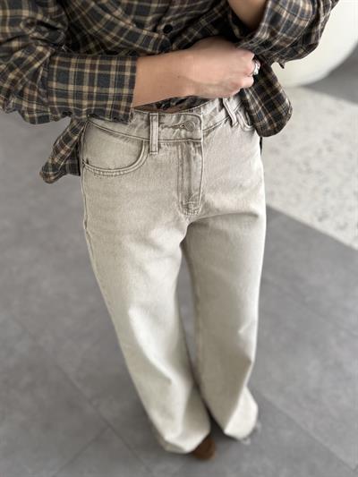 Taş Rengi Wide Leg Jean