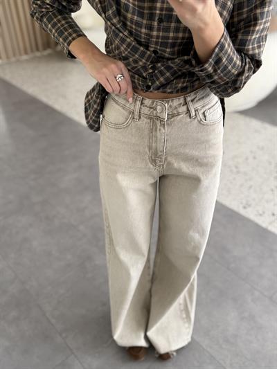 Taş Rengi Wide Leg Jean