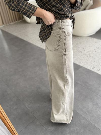 Taş Rengi Wide Leg Jean