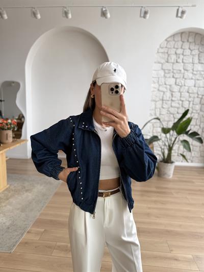 Taş Zımbalı Denim Ceket
