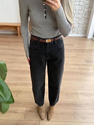 Taşlı Antrasit Jean