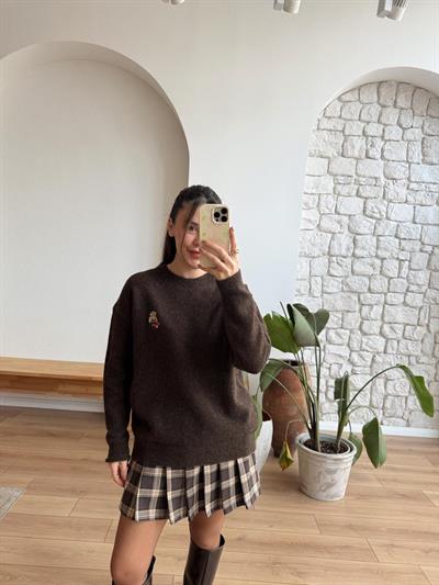 Teddy Armalı Kahverengi Kazak