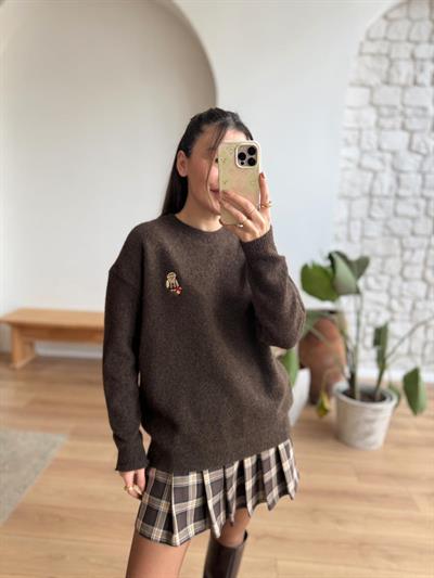 Teddy Armalı Kahverengi Kazak