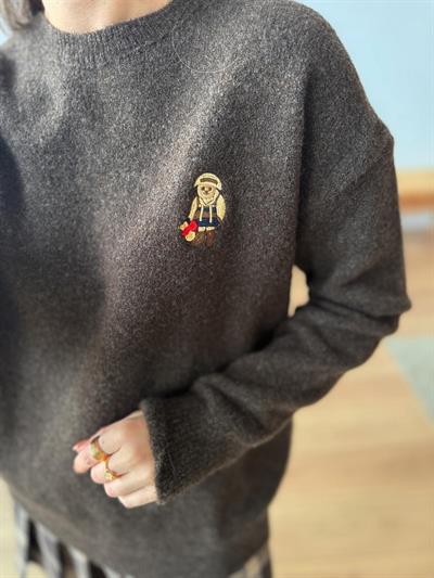 Teddy Armalı Kahverengi Kazak