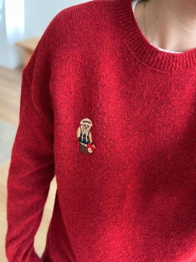 Teddy Armalı Kırmızı Kazak