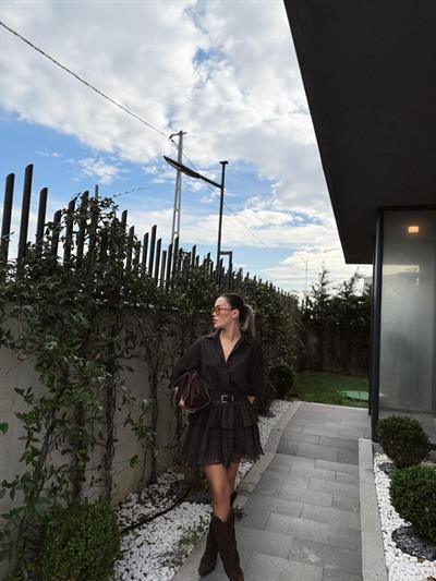 Tek Cep Detaylı Kahverengi Ekose Gömlek