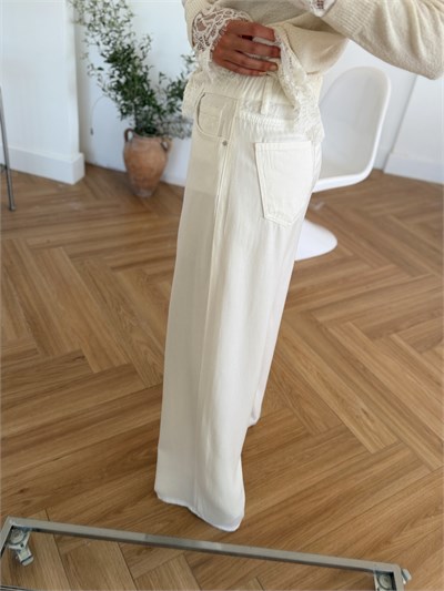 Tensel Denim Beyaz Pantolon