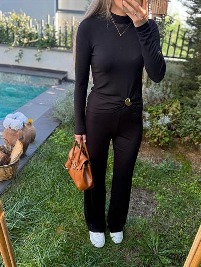 Toka Detaylı Siyah Modal Takım