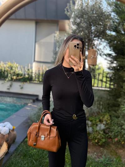 Toka Detaylı Siyah Modal Takım