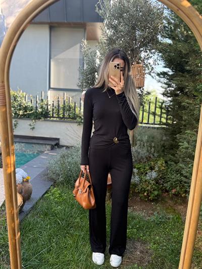 Toka Detaylı Siyah Modal Takım