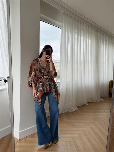 Tokalı Kruvaze Şifon Bluz