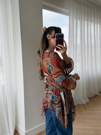 Tokalı Kruvaze Şifon Bluz