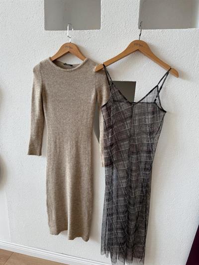 Triko Ve Tül Elbise Takım