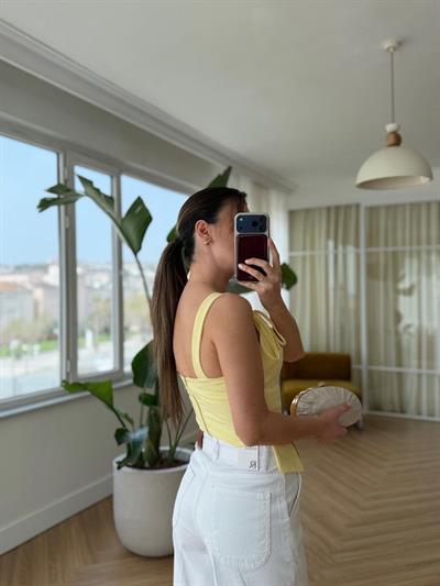 Ütü İzli Beyaz Mom Jean