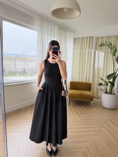 Veroni Siyah Elbise 