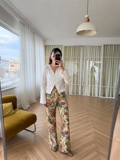Vintage Desenli Pantolon