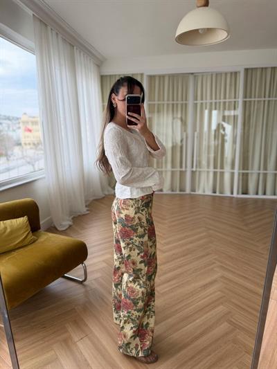 Vintage Desenli Pantolon