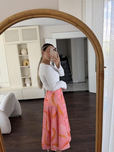 Volanlı Pembe Etek