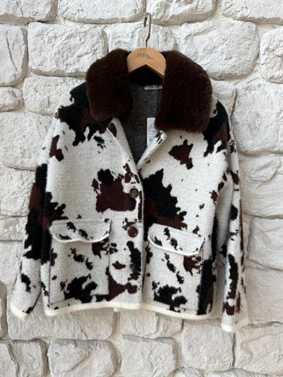 Yakası Kürklü Triko Ceket