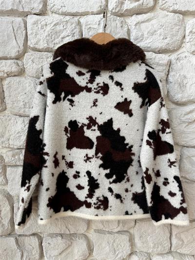 Yakası Kürklü Triko Ceket