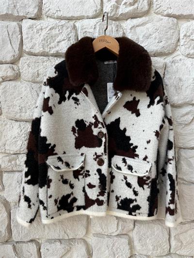 Yakası Kürklü Triko Ceket