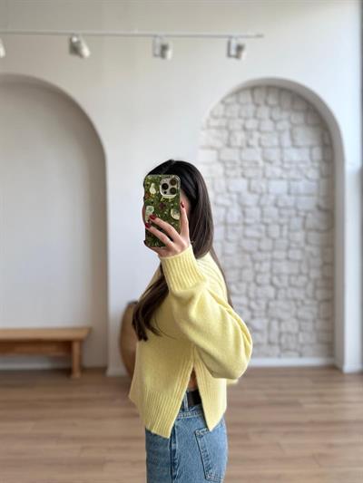 Yanları Yırtmaçlı Yumoş Sarı Kazak