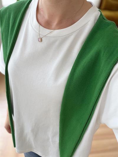 Yeşil Şal Detaylı Tshirt