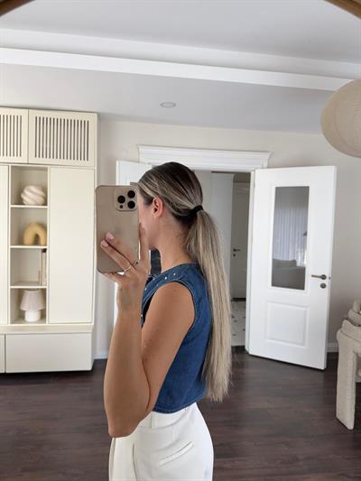 Yıldızlı Denim Yelek