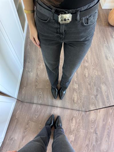 Yüksek Bel Kesik Paça Füme Jean