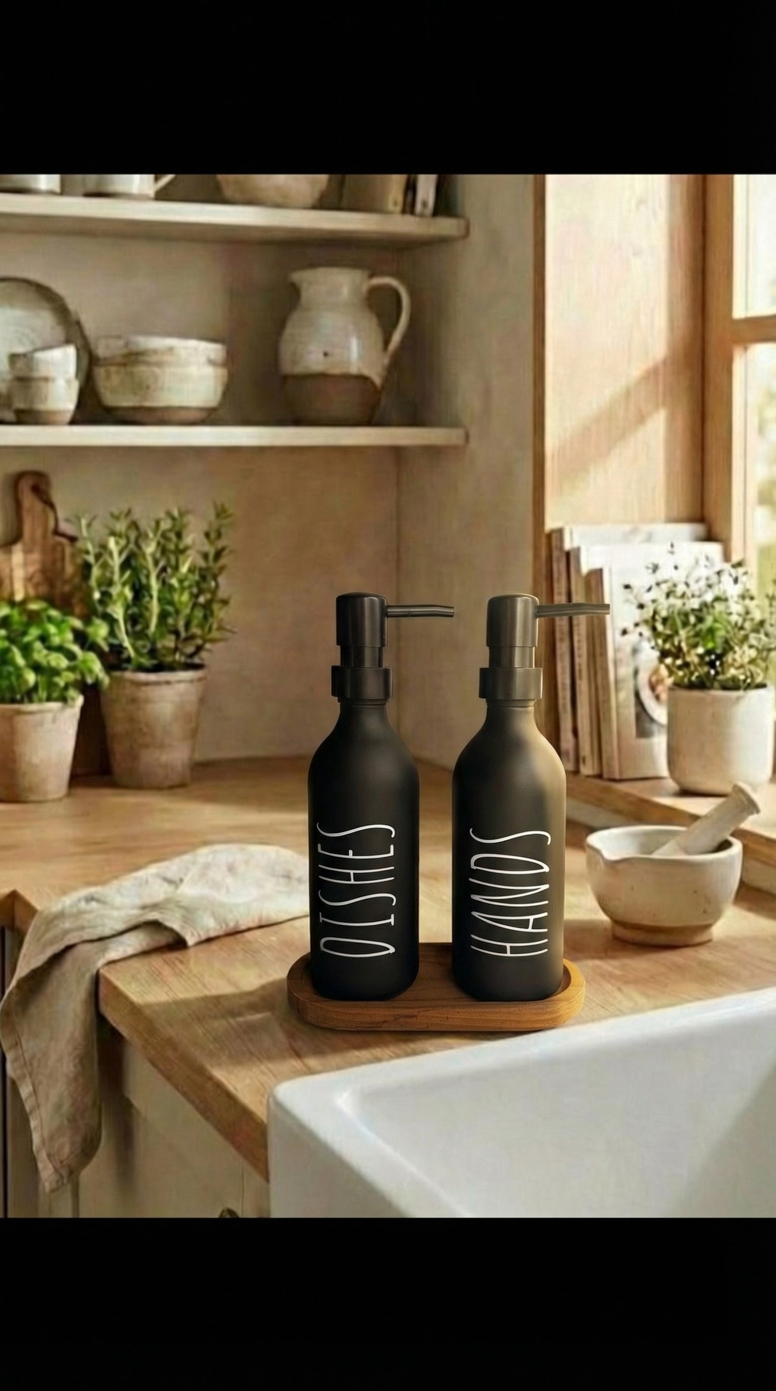 Ahşap Standlı Sıvı Sabunluk 330 ML