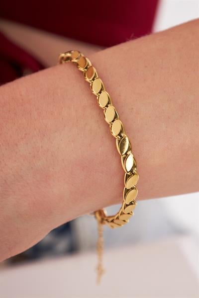Arpa Desen Çelik Bileklik GOLD