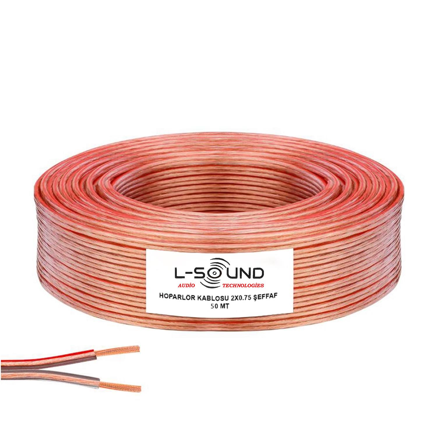 50 Metre Kaliteli 2x0.75 Kordon Yassı Şeffaf Kablo - Hoparlör Kablosu