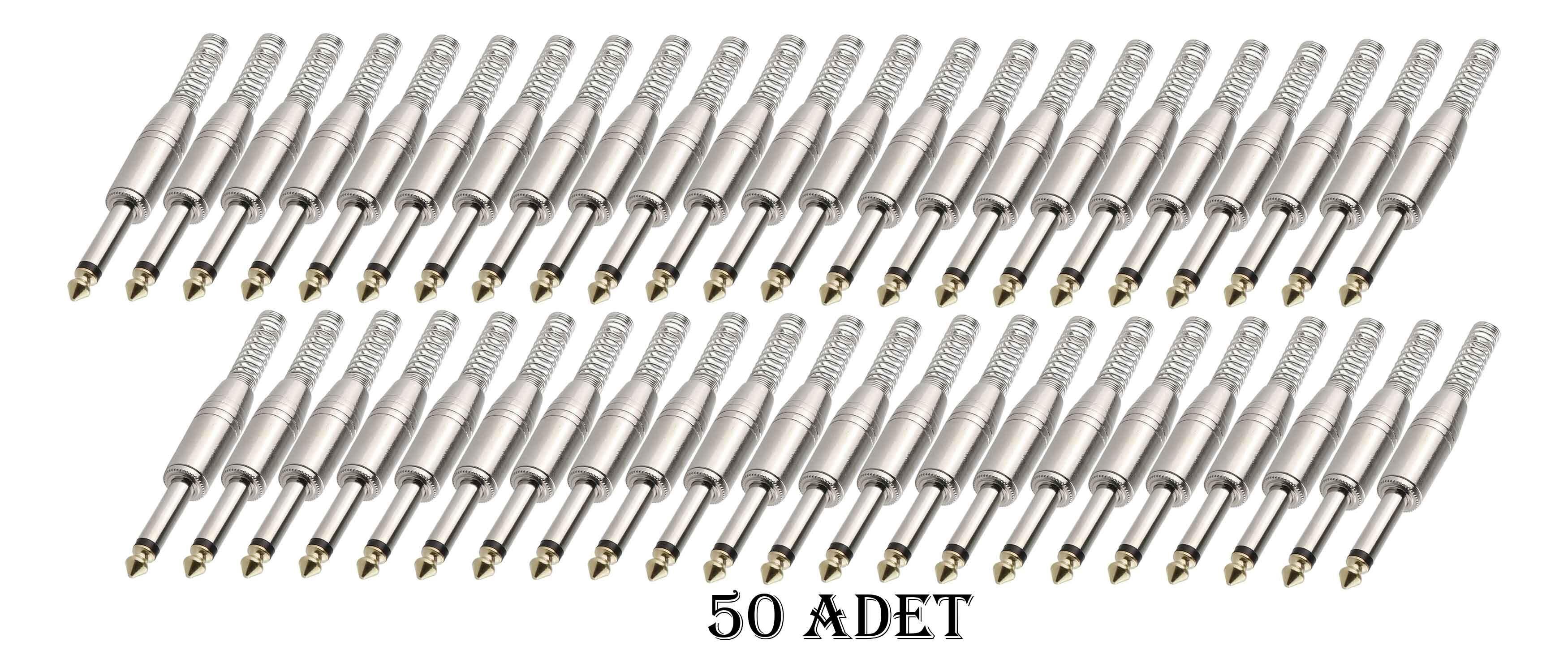 6.3 mm Mono Çivi Gitar Jak Yaylı - 50 ADET